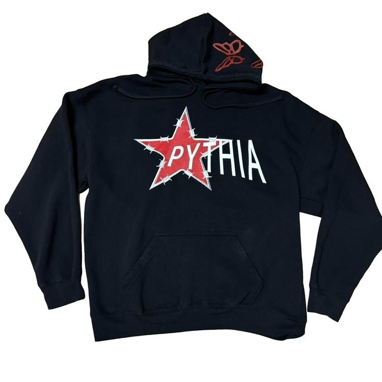 0423 - Pythia Red Barbed Star Hoodie