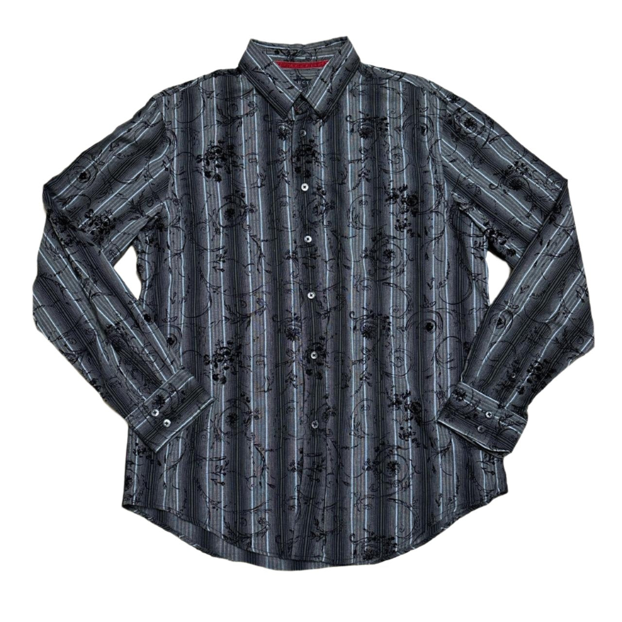 0558 - Gothic Rose Embroidered Dark Flannel Shirt