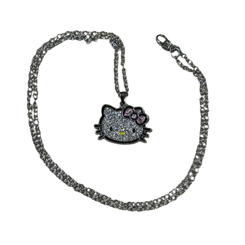 0502 - Y2K Rhinestone Hello Kitty Necklace