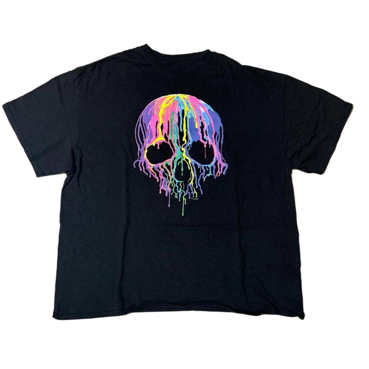 0526 - Multicolor Melting Skull Graphic Shirt