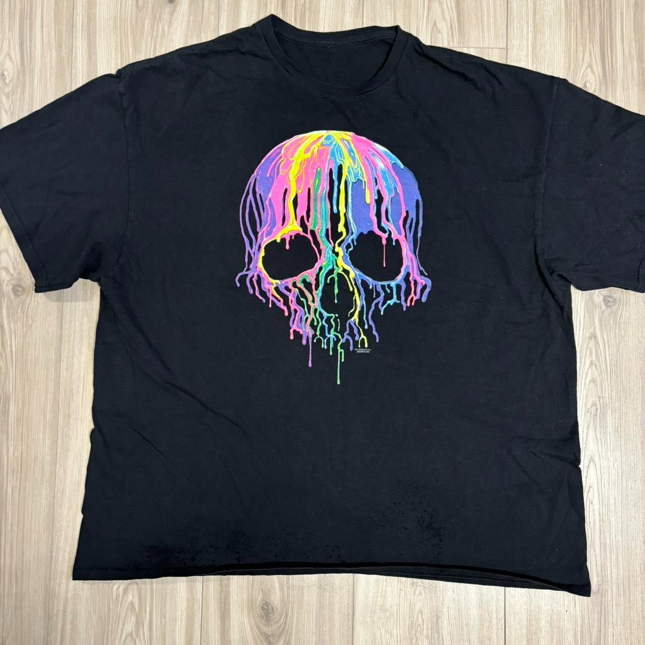 0526 - Multicolor Melting Skull Graphic Shirt