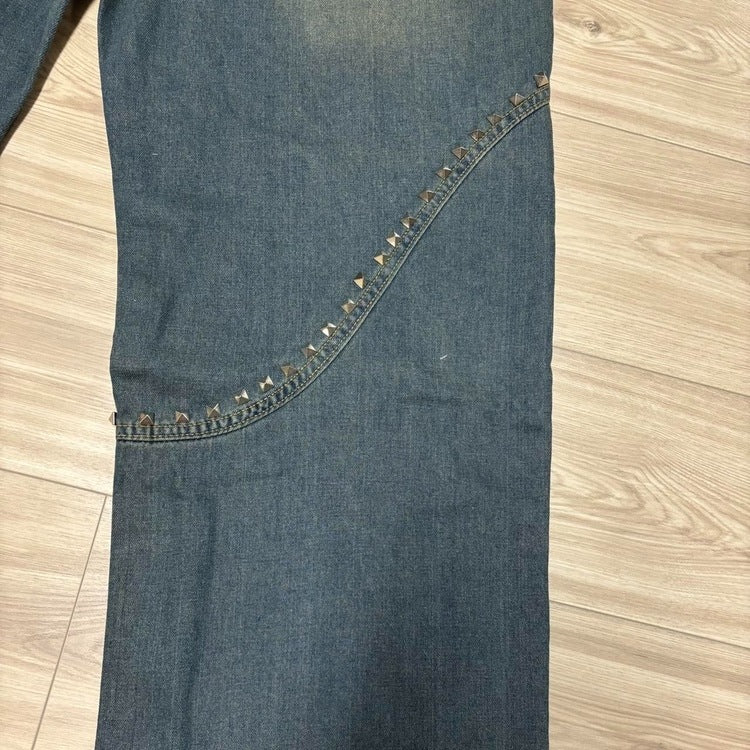 0409 - Studded Rivet Spike Jeans