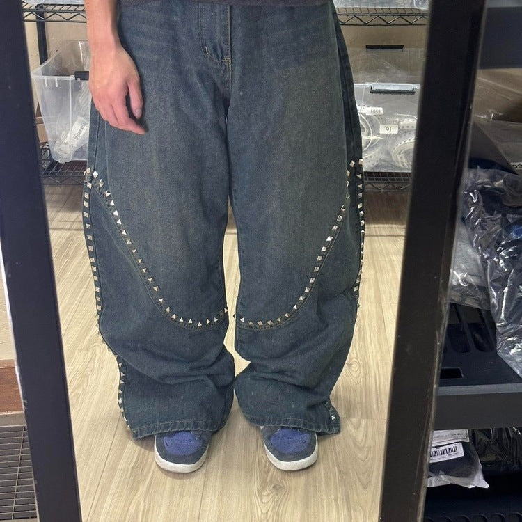 0409 - Studded Rivet Spike Jeans