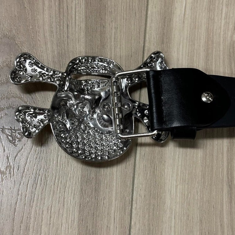 0419 - Shining Studded Skull Buckle Belt