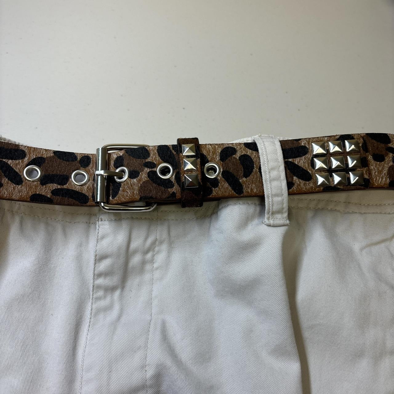 0640 - Brown Cheetah Studded Belt